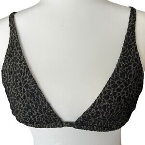 NWT Demi Moore X Andie Bikini Top The Tropez Swimwear Black Gold Beach Size L